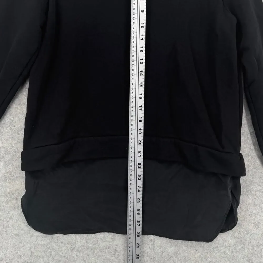 COS Layered Soft Cotton Silk Black Mock Neck Sweatshirt Women's Size SMALL